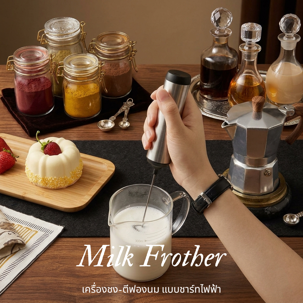 Milk Frother เครื่องชง-ตีฟอง แบบชาร์ทไฟฟ้า สแตนเลส 304